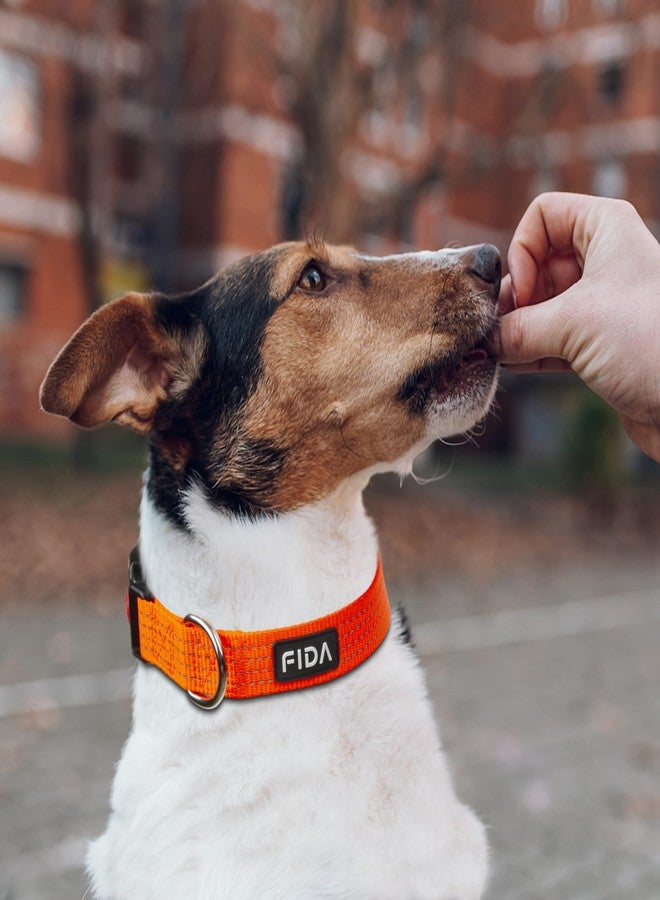 فيدا طوق عاكس للكلاب من فيدا، أطواق نايلون للكلاب بألوان نيون للكلاب الصغيرة/المتوسطة/الكبيرة، أطواق كلاب عالية الوضوح مع مشبك قفل أمان (صغير، برتقالي نيون) - Image 5